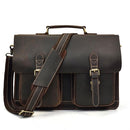 Luxury Fashion 100% Genuine Leather Men Briefcase Cow Leather Laptop Bag Vintage Shoulder Bag Real Cowhide Computer Bag 15.6"
