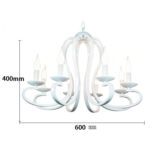 Nordic American Coutry Style Moderne Kerze Kronleuchter Lampen Leuchten Vintage Weiß / Schwarz Schmiedeeisen Home Lighting E14