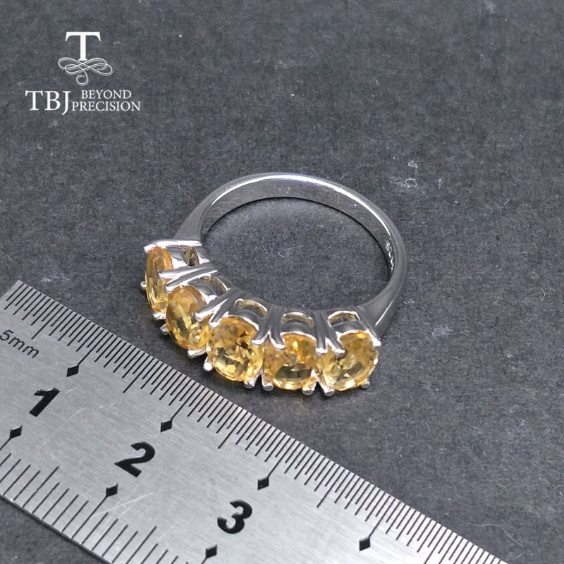 TBJ, conjunto de joyas de piedra citrina natural, anillo y arete en plata de ley 925, joyería fina para mujeres, uso diario, regalo de San Valentín