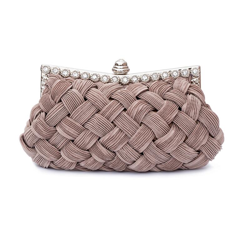 Hot spring Evening bag weave clutch bags woman handbag Silk Elegant Dinner Ladies&