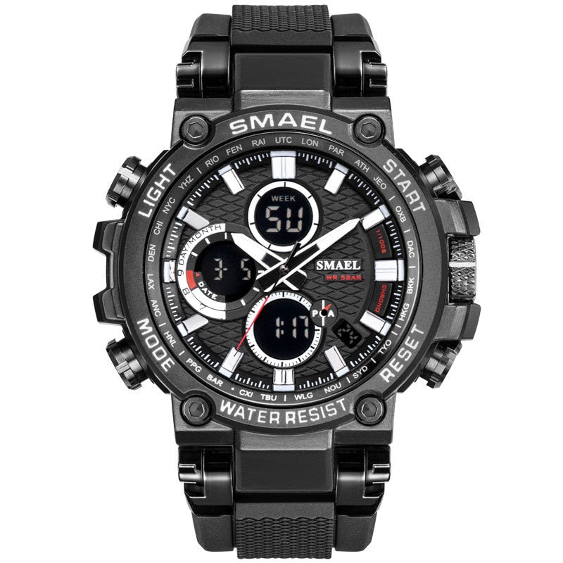 SMAEL Men Sport Watches Digital Double Time Chronograph Watch Mens LED Chronometre Week Display Wristwatches montre homme Hour