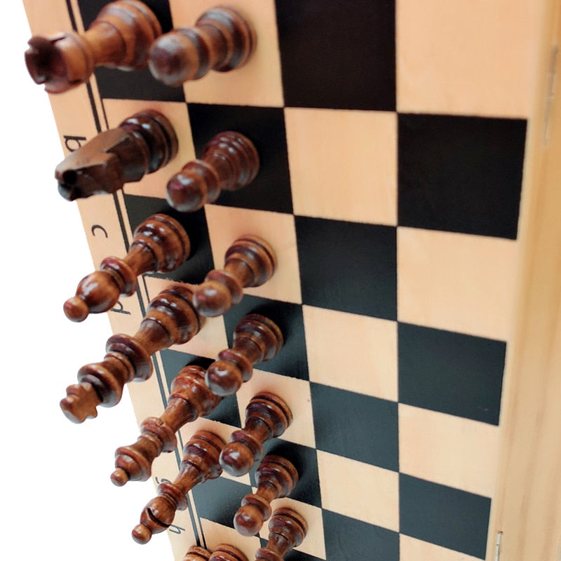 Juego de ajedrez magnético plegable de madera de alta calidad, tablero de ajedrez de madera maciza, piezas magnéticas, juegos de mesa de entretenimiento, regalos para niños