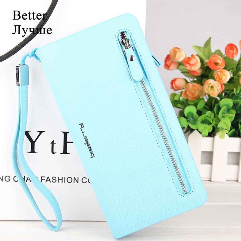 Baellerry Tarjetero Mujer Carteras Cuero Diseño largo Calidad Pasaporte Funda Casual Mujer Monedero Cremallera Cartera multifunción