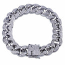 TOPGRILLZ Hip Hop Male Jewelry Bracelet Copper Iced Out Gold Color Plated CZ Stone 14mm Chain Bracelets With 7" 8" Two sizes
