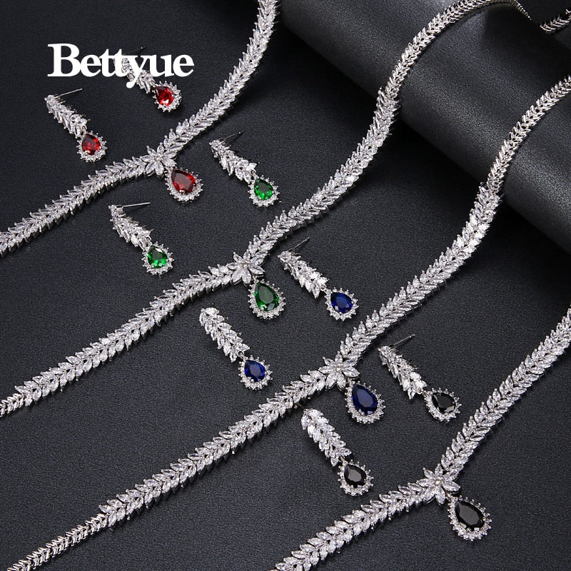 Bettyue, moda encantadora, elegancia, circonita cúbica, estilo Multicolor de Europa y América, conjuntos de joyería al por mayor, adorno Noble para mujer