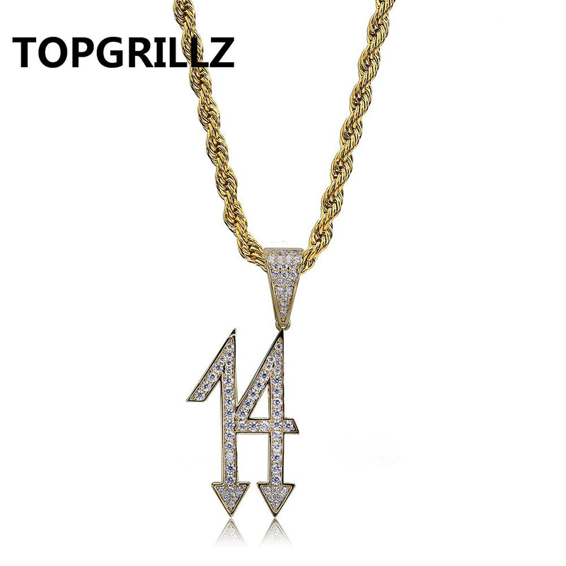 Fashion 14 Letters Iced Out Pendant & Necklaces Men Women Zircon Hip Hop Chains Jewelry Gold Silver Color Charms For Gifts