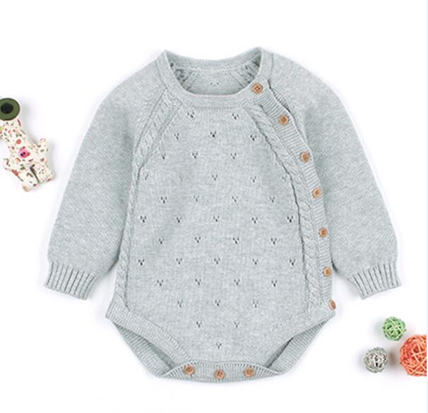 Baby Junge Mädchen Herbst Winter Kleidung Langarm Einfarbig Gestrickte Warme Strampler Overall Neugeborene Kleidung