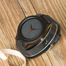BOBO BIRD WC22 Ebony Wood Watch With Red Pointer Leather Band Japan Miyota 2035 Movement Quartz Watches For Men Women