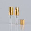 50 unids/lote 2ml botella de Perfume recargable de vidrio portátil con atomizador de aluminio estuche de Perfume vacío para viajero
