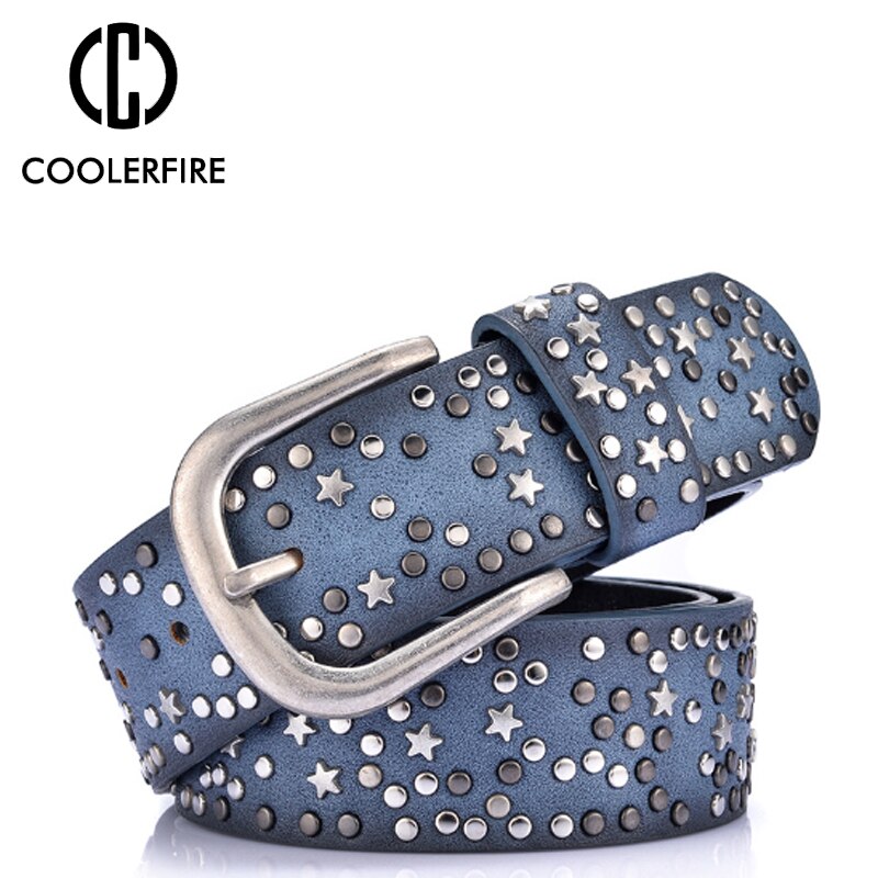 COOLERFIRE Hot New Sale High Quality Luxury Rivet Inlay Ancient Belt For Women Pin Buckle Waist  Women Belt LB021