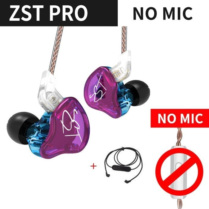 KZ ZST Auriculares Bluetooth 1DD + 1BA Driver Dynamic &amp; Armature in Ear Monitores Aislamiento de ruido HiFi Música Deportes Auriculares Auriculares