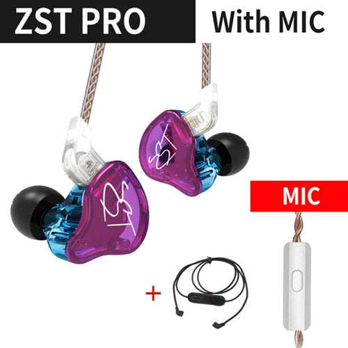 KZ ZST Auriculares Bluetooth 1DD + 1BA Driver Dynamic &amp; Armature in Ear Monitores Aislamiento de ruido HiFi Música Deportes Auriculares Auriculares