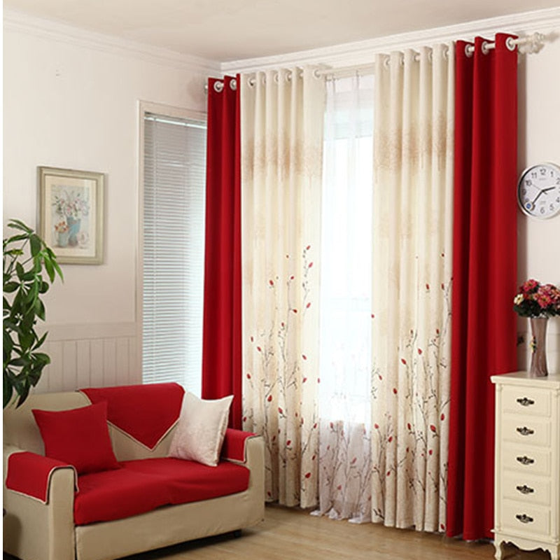 {byetee} Faux Cotton Linen Cortina Moderna Rústica Roja Costura Sala Cortinas Telas Cocina Puerta Cortinas Cortinas