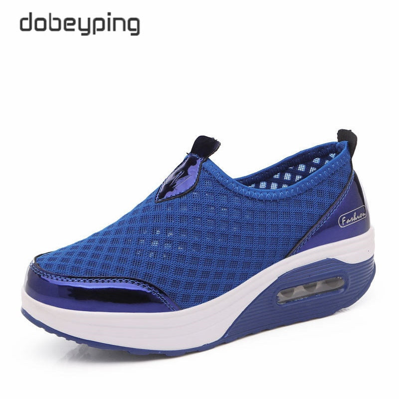 dobeyping Spring Autumn Casual Women Shoes Air Mesh Woman Flats Shoe Flat Platform Ladies Sneakers Slip On Ladies Wedge Footwear