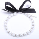 Pearls Dog Necklace Cat Collar with Bling Accessories Pet Puppy Jewelry for Female Dogs Cats