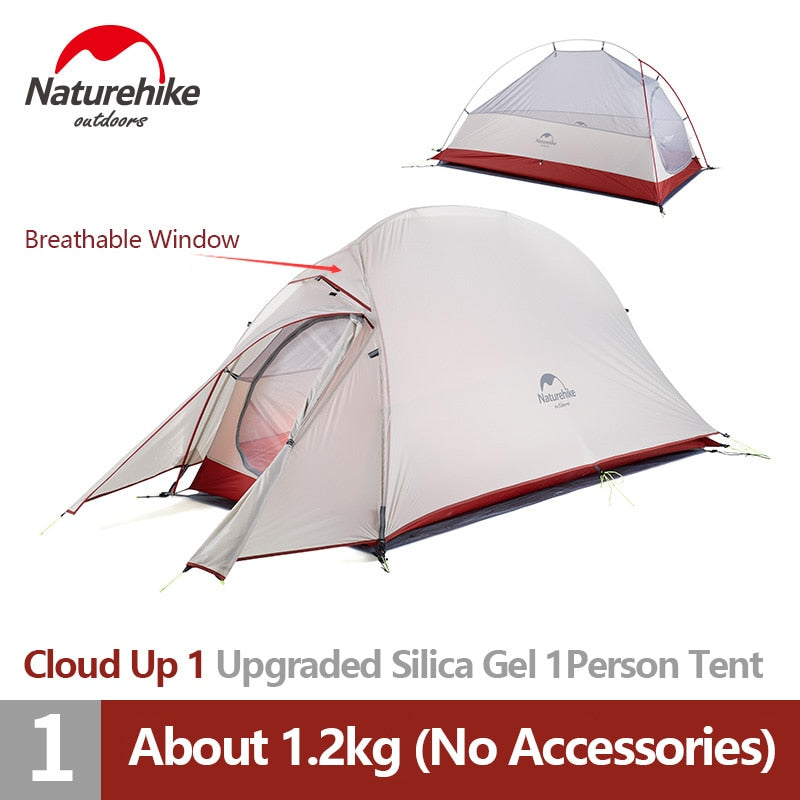 Naturehike Zelt Upgrade Cloud Up1 Campingzelt 20D Silikon Aluminium Stange Ultraleichtes Zelt 1 Personen Four Seasons Touristenzelt