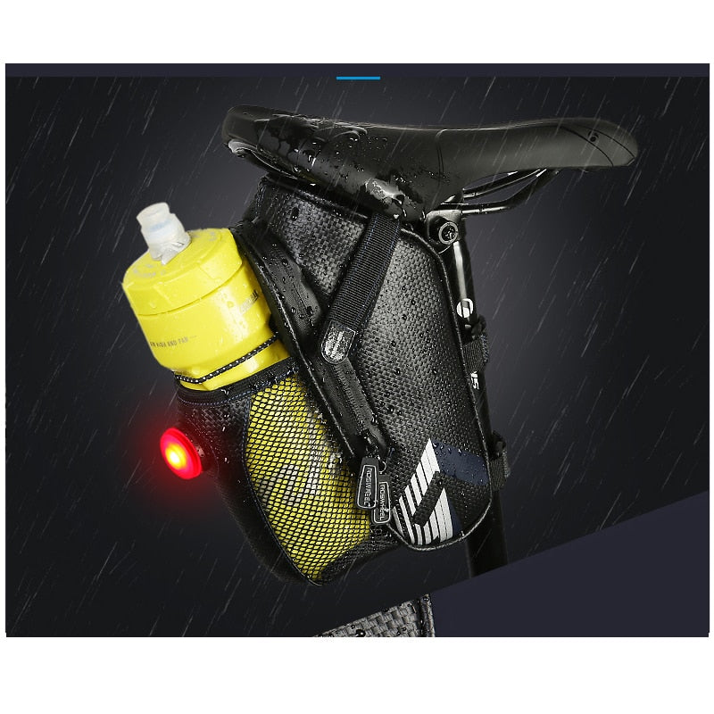 ROSWHEEL Bicycle Rainproof Saddle Bag Outdoor Cycling Mountain Bike Back Seat Tail Pouch Maintenance Tool Bags with taillight