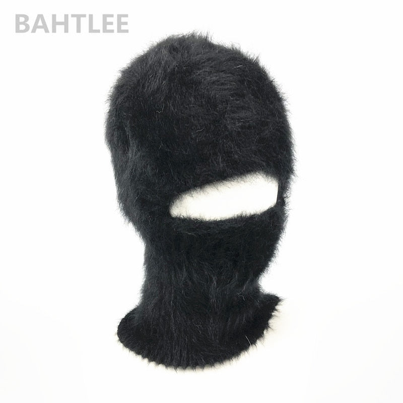 BAHTLEE Winter Ski Mask Balaclava Angora Rabbit Knitted Hat Scarf Neck Warmer For Men Or Women Fleece Cap