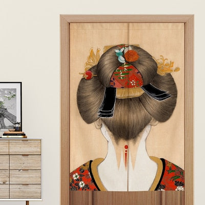 Cortina de puerta de estilo japonés feng shui para dormitorio, pantalla de tela, baño, tocador, sala de montaje, restaurante, cortina decorativa