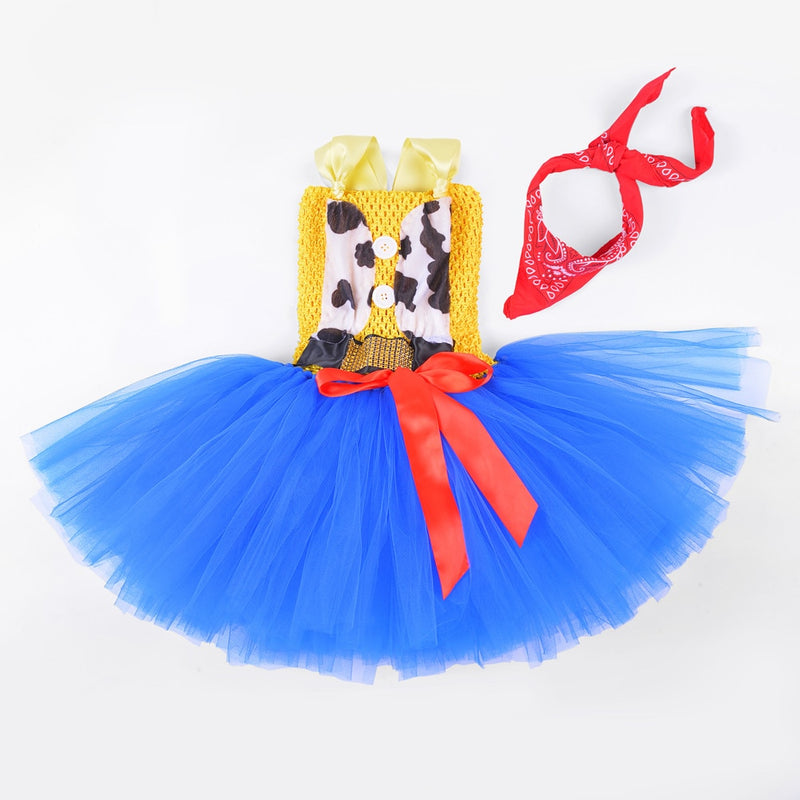 Toy Woody Jessie Cowgirl Mädchen Tutu Kleid mit Hut Schal Set Outfit Fancy Tüll Mädchen Geburtstag Party Kleid Kinder Halloween Kostüm