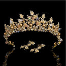 Pink Gold Color Pearl Bridal Crowns Handmade Tiara Bride Headband Crystal Wedding Diadem Queen Crown Wedding Hair Accessories