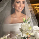 Einfache A-Linie Brautkleider Satin schulterfrei Hochzeit Brautkleider Sweep Zug Freizeitkleider Reißverschluss mit Knöpfen hinten