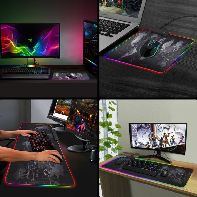 RGB-Mauspad Gaming-Mauspad Gamer Großes Mauspad Großes Computer-Mauspad LED-Hintergrundbeleuchtung XXL-Oberfläche Mausepad Tastatur-Schreibtisch-Matte