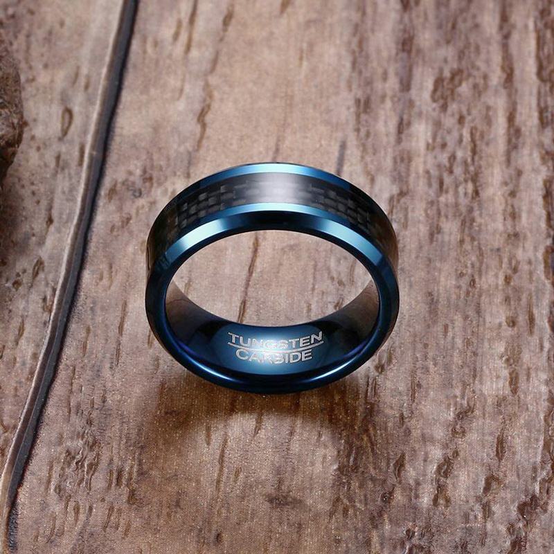 Vnox Blue Tungsten Rings for Men Wedding Bands 8mm Men&