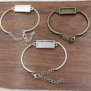 Fit 10x25mm Vintage Metal Rectangle Blank Setting Bezel Cabochon Bracelet Rectangle Base For DIY Bangle 5 strands/lot K05376