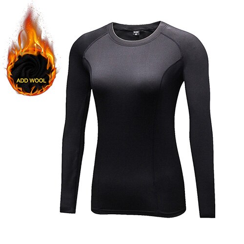 Yuerlian 15% Spandex agregar lana mujer Fitness medias camiseta blusa de entrenamiento deporte correr ropa deportiva manga larga gimnasio Yoga camisa