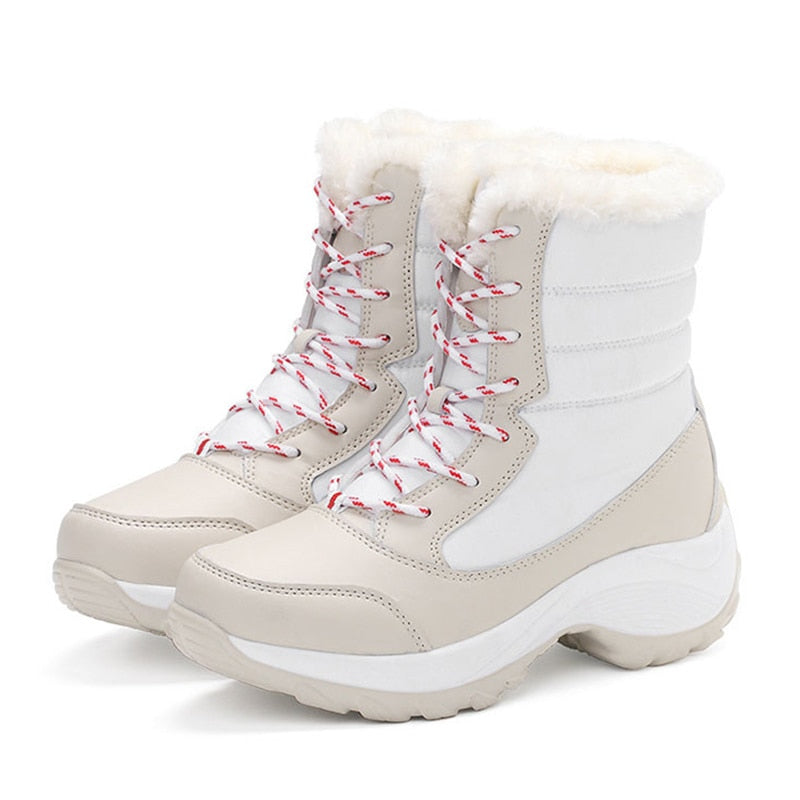 Botas de Mujer, zapatos de invierno impermeables, Botas de nieve para Mujer, botas de invierno con plataforma para mantener el calor, con tacones de piel gruesa, Botas para Mujer 2019