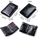 CONTACT'S Genuine Leather Oil Wax Men's Wallet Black Short Wallets for Men Portomonee Male Card Holder Carteira Masculina Walet