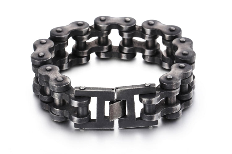 Kalen Punk Brushed Bike Chain Bracelet Oxidized Dark Bicycle Chain Men Bracelet Fashion Male 316L Stainless Steel Hand Chain