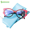 SOOLALA Anti Blue Light Reading Glasses Women Hyperopia Presbyopic Big Frame Wide Arms Cat Eye Women Glasses With Diopter