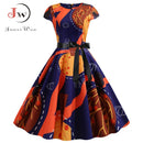 Pumpkin Print Halloween Women 2022 Summer O Neck Short Sleeve Party Robe Femme Elegant Vintage Dresses