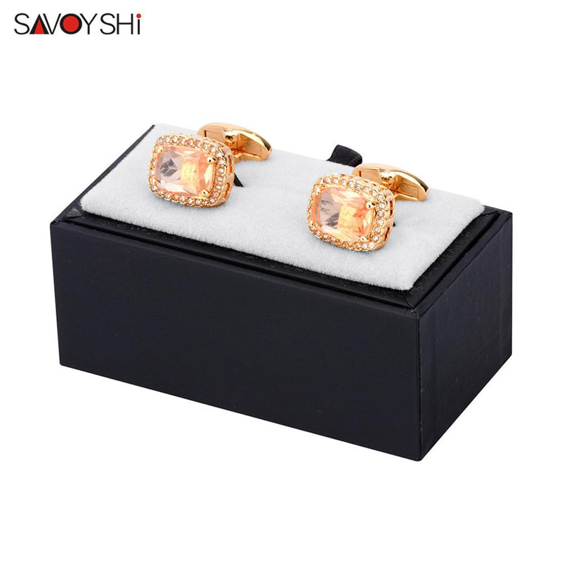 SAVOYSHI Luxury Wedding Shirt Cufflinks for Mens Gift Crystals Cuff links Brand High Quality Fashion Jewelry Free carving name