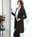 2019 New Winter Women Long Blazer Elegant Long Sleeve Formal  For Office Lady Black Blue Red