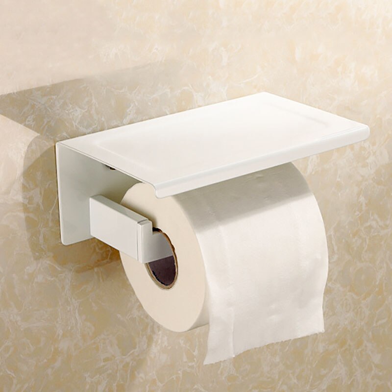 White &Mirror Chrome Polished & Black & Brushed  Stainless Steel Toilet Paper Holder Top Place Things Platform 4 Choices