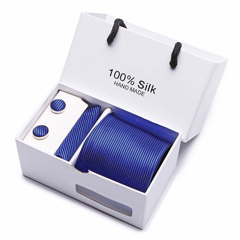 Gift box Packing  Brand Luxury Necktie Pocket Square Wedding Mens Neck TIes Silk Tie Set  Cufflinks Handkerchief