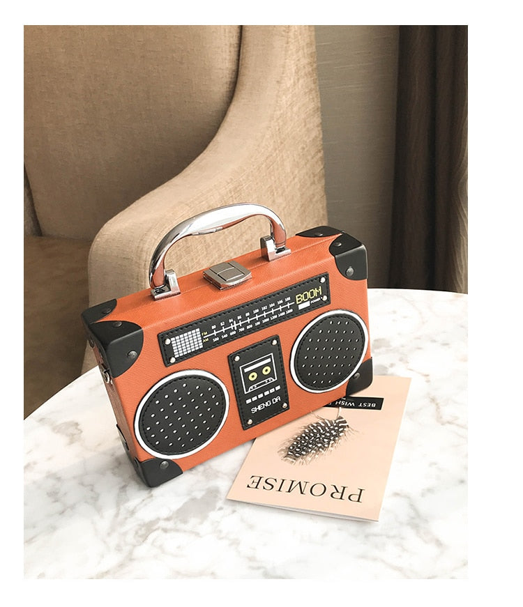 Schwarze Radio Stil Umhängetasche Mode Box Handtaschen Damen Geldbörsen Party Clutch Bag Umhängetasche 2021 Pu-Leder