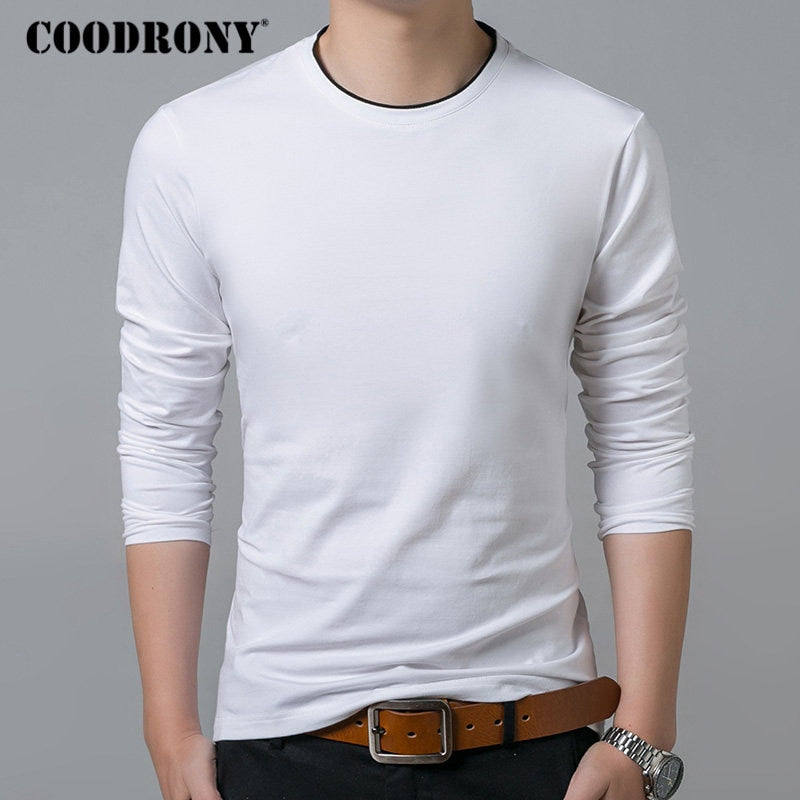 COODRONY T Shirt Men 2019 Autumn Casual All-match Long Sleeve O-Neck T-Shirt Men Brand Clothing Soft Cotton Tee Shirts Tops 8617