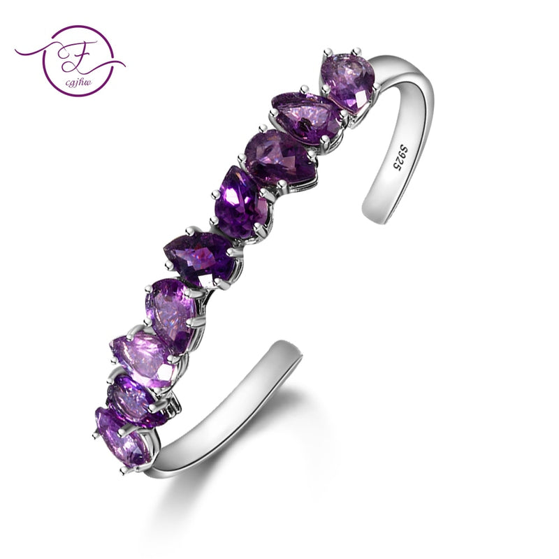 Silver Charm Natural Amethyst Bracelets Bangles For Women 925 Sterling Silver Jewelry Luxury Anniversary Engagement Party Gifts