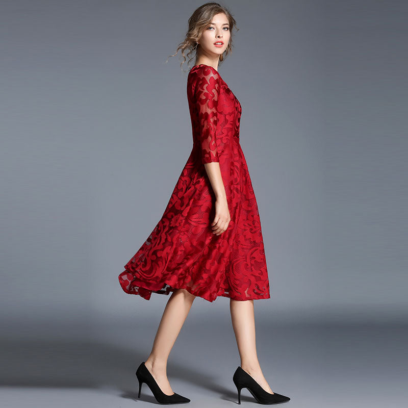 Borisovich New 2018 Spring Fashion England Style Luxury Elegant Slim Ladies Party Dress Women Casual Lace Dresses Vestidos M107