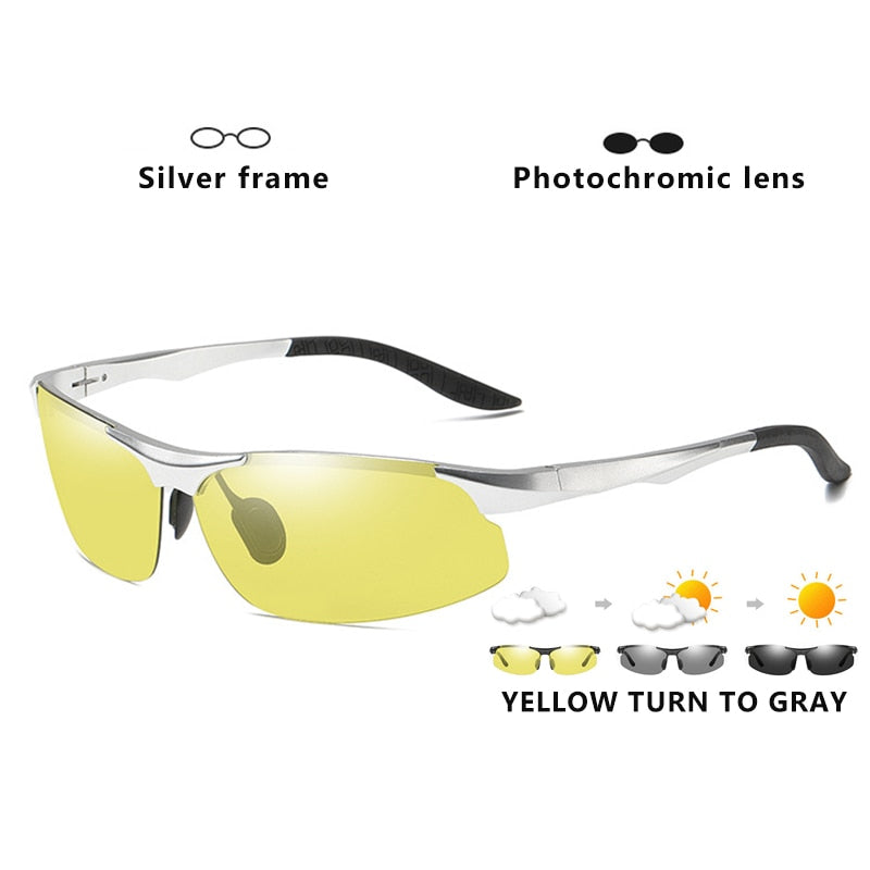 Aluminum Magnesium Photochromic Polarized Sunglasses Men Driving Glasses Day Night Vision Driver Goggles Oculos De Sol Masculino