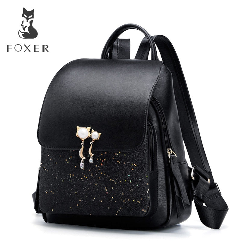 Marca FOXER, mochila de gran capacidad con cremallera de retales para mujer, nuevo diseño, bolsos universitarios para mujer, bolso de hombro escolar para chicas adolescentes