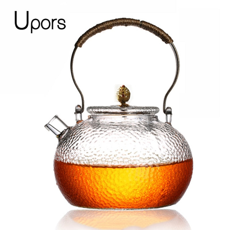 UPORS Hitzebeständige Teekanne aus Glas, Teefilter, chinesisches Kung-Fu-Teeset, Puer-Wasserkocher, Kaffeeglasmacher, Büro-Teekanne