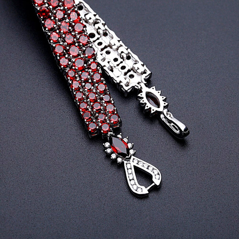 GEM'S BALLET 925 pulseras y brazaletes de plata esterlina para mujer joyería fina 30.80Ct pulsera de piedras preciosas de granate rojo Natural genuino