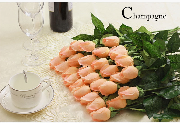 25 teile/los Frische Rose Künstliche Blumen Real Touch Rose Blumen Dekorationen für Hochzeit oder Geburtstag