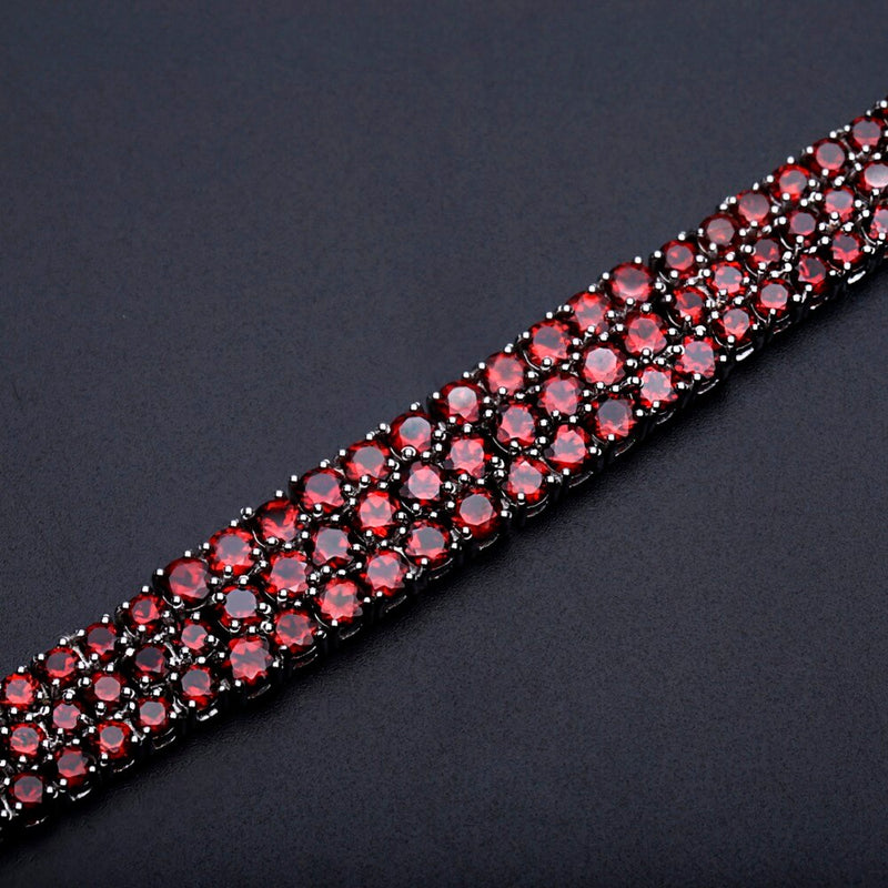 GEM'S BALLET 925 Sterling Silver Bracelets & Bangles For Women Fine Jewelry 30.80Ct Natural Red Garnet Gemstone Bracelet Genuine