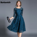 Borisovich New 2018 Spring Fashion England Style Luxury Elegant Slim Ladies Party Dress Mujeres Casual Vestidos de encaje Vestidos M107